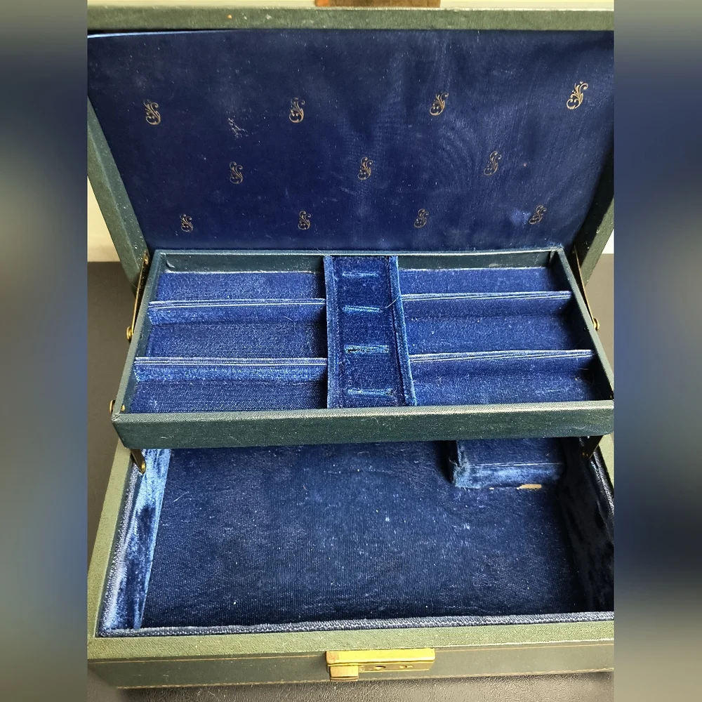 THORENS 1960' VTG Always Made In Switzerland Music Jewelry Box W/Velvet Green